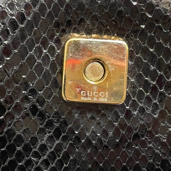 Auth Gucci Tom Ford large studded horsebit clutch chain strap REAL black python - Picture 9 of 14